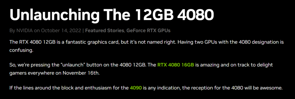 NVidia Unlaunching 12GB 4080 (credit NVidia)